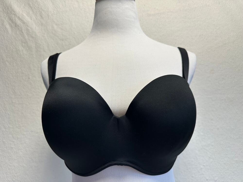 Cacique Smooth Boost Plunge Bra Converts to Strapless SZ 38D Black Boudoir